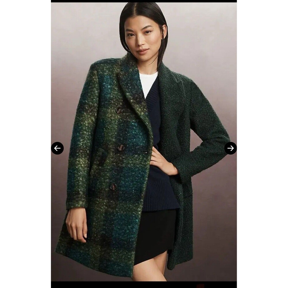 NVLT Plaid de Bouclé Double-Breasted Coat Medium Notch Lapel Lined Medium